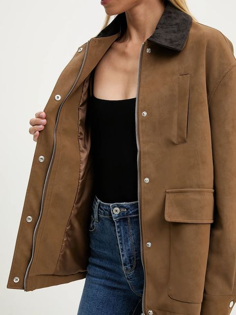 Answear.LAB kurtka kolor brązowy przejściowa oversize