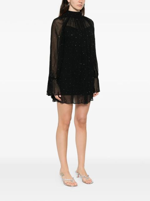 STAUD Roux pleated ruffled mini dress - Black