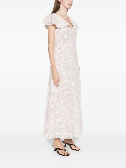 Posse Marlowe flutter scoop-neck midi dress - White