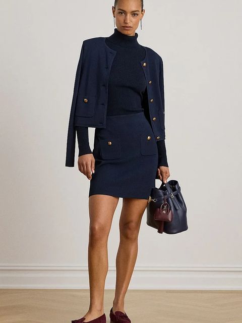 Lauren Ralph Lauren spódnica kolor granatowy mini prosta 200P03461