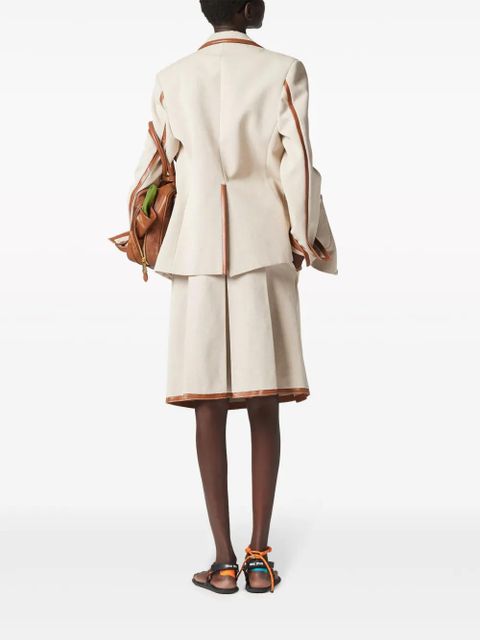 Miu Miu logo-embroidered pleated skirt - Neutrals