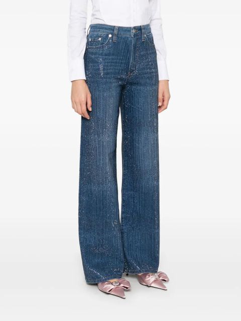 Maje rhinestone-embellished jeans - Blue