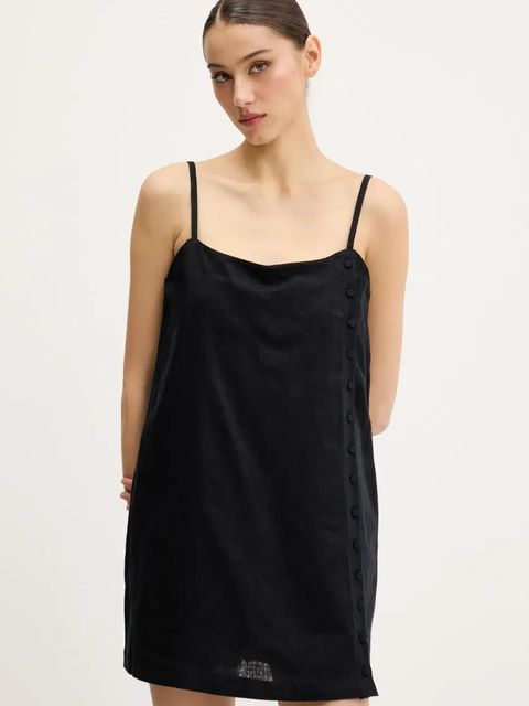 Abercrombie & Fitch sukienka lniana kolor czarny mini prosta KI159-5572 - zdjęcie produktu nr 1