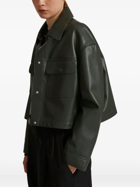 Yves Salomon flap-pocket leather jacket - Green - zdjęcie produktu nr 1