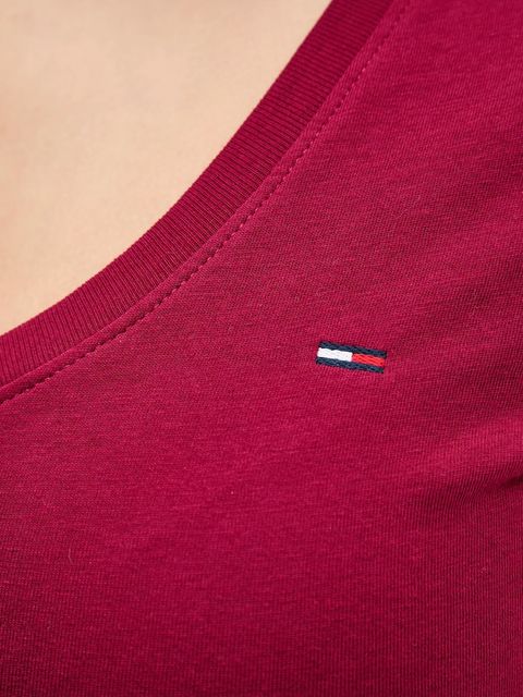 Tommy Jeans t-shirt bawełniany damski kolor bordowy DW0DW20458