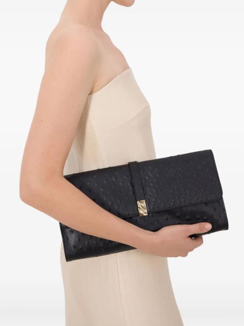 LouLou de Saison MOHINI ostrich-effect leather clutch bag - Black - zdjęcie produktu nr 2