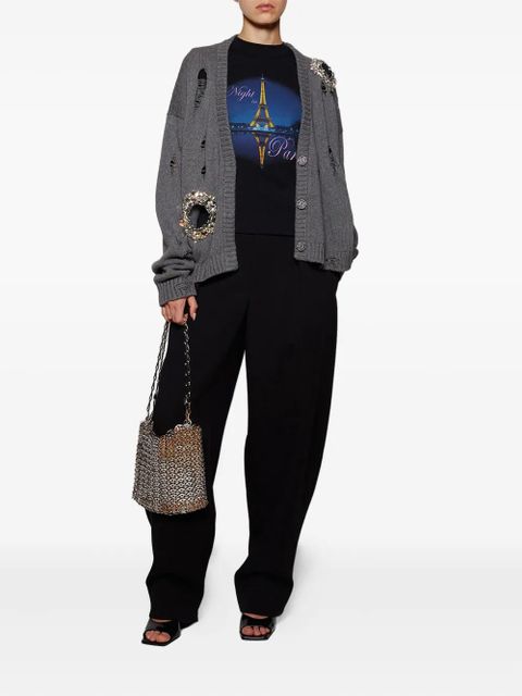 AREA crystal-embellished distressed cardigan - Grey - zdjęcie produktu nr 2