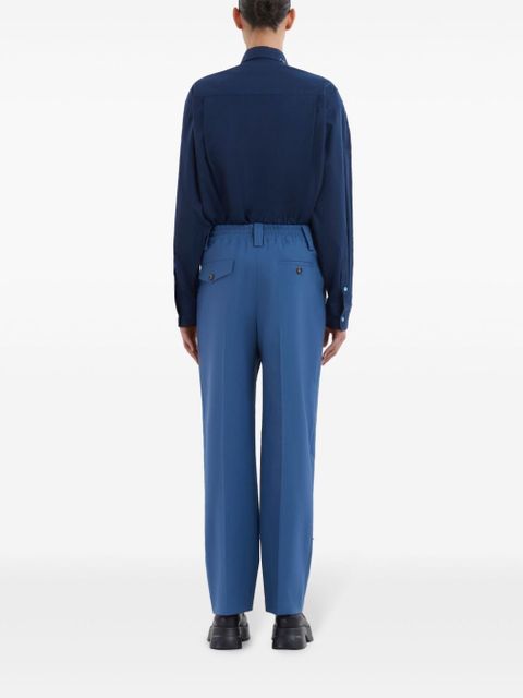 Marni embroidered-logo virgin wool trousers - Blue - zdjęcie produktu nr 2