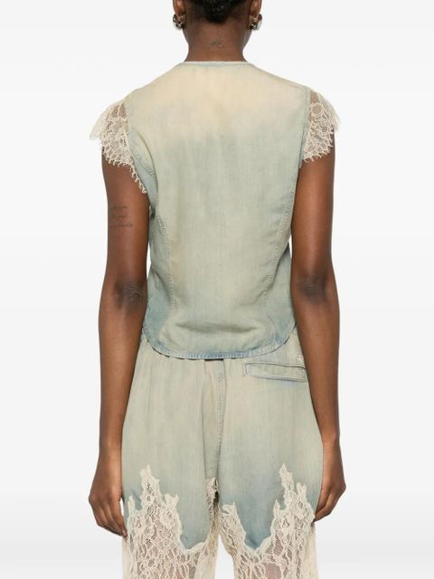 Diesel De-Malka-S lace panelled button shirt - Blue