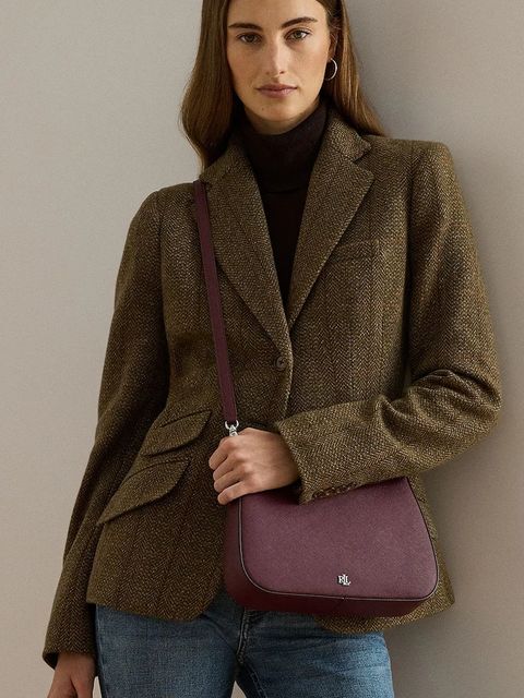 Lauren Ralph Lauren torebka skórzana kolor bordowy 431883768