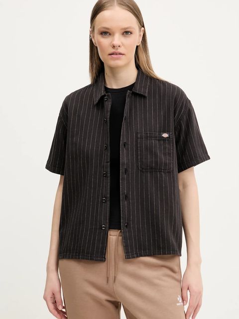 Dickies koszula bawełniana damska kolor czarny regular z kołnierzykiem klasycznym DK0A4Z7UBLK1 - zdjęcie produktu nr 1