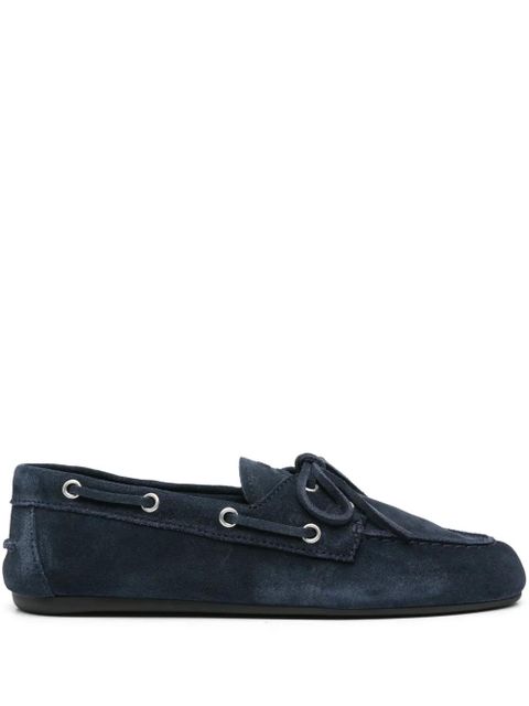 Miu Miu logo-embossed suede loafers - Blue - zdjęcie produktu nr 1