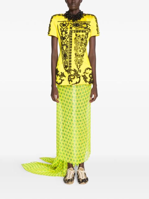 DRIES VAN NOTEN embellished silk maxi skirt - Yellow - zdjęcie produktu nr 2