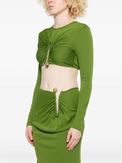 Christopher Esber gathered-effect ribbed crop top - Green