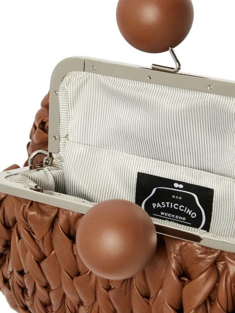 Weekend Max Mara medium Pasticcino leather woven bag - Brown