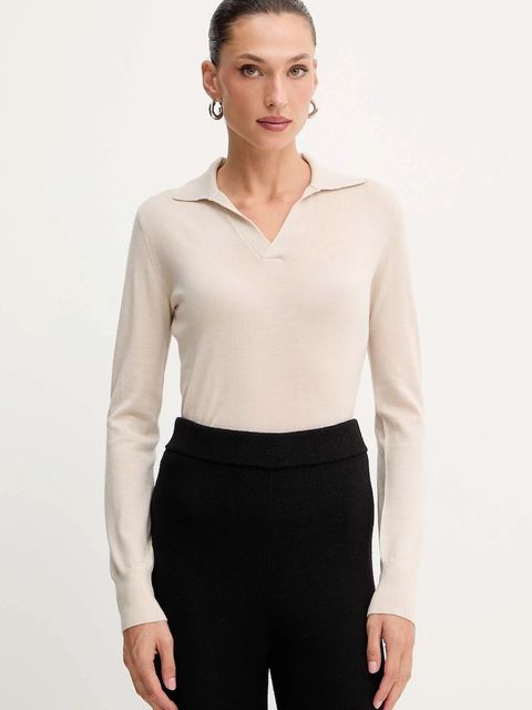 Weekend Max Mara sweter wełniany CAPPA damski kolor beżowy lekki 2525366052600 - zdjęcie produktu nr 1