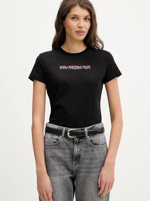 Karl Lagerfeld Jeans t-shirt bawełniany damski kolor czarny B1W17053 - zdjęcie produktu nr 1