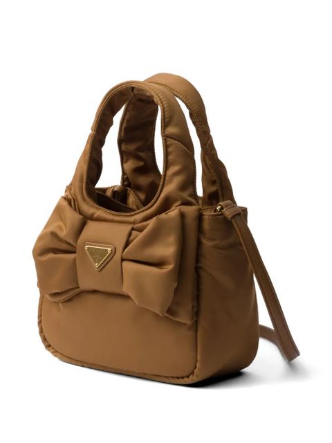 Prada Re-Nylon bow-detail mini bag - Brown