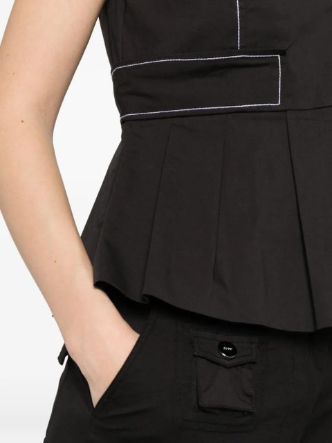 GANNI contrast-stitch blouse - Black