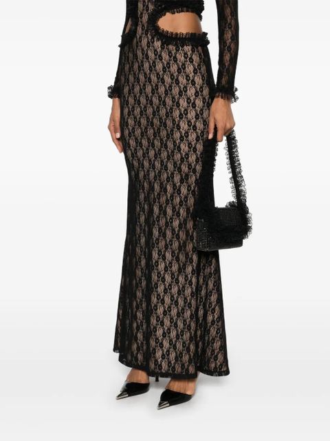 Self-Portrait crystal-embellished lace-detail shoulder bag - Black - zdjęcie produktu nr 2