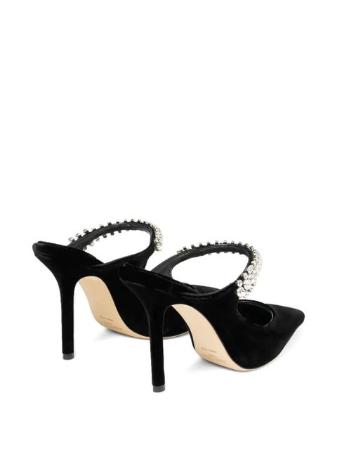 Jimmy Choo 100mm crystal-embellished heeled mules - Black