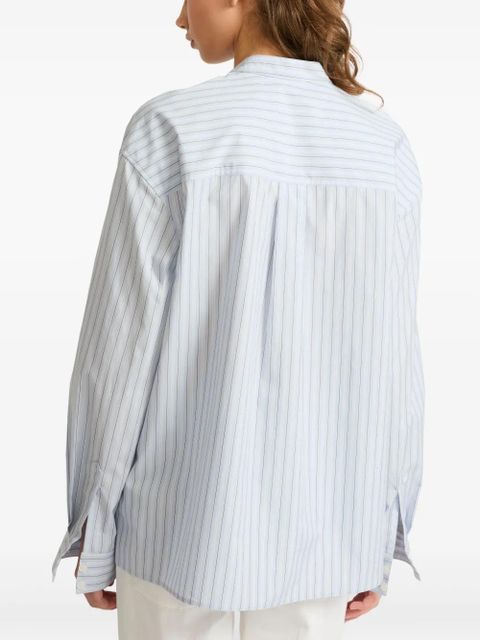Yves Salomon striped cotton poplin blouse - Blue