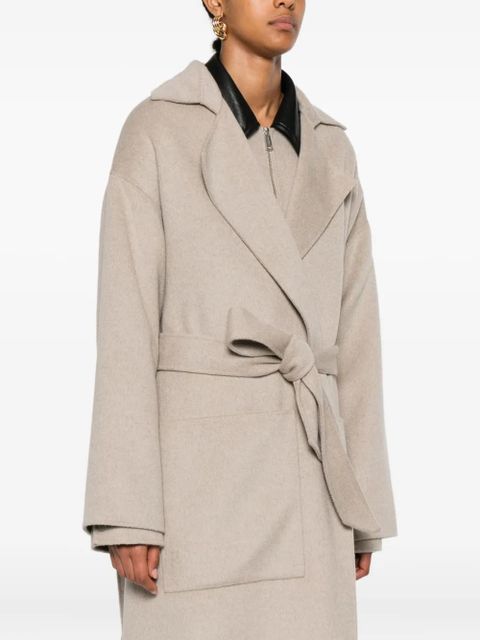 Nanushka wool-silk belted coat - Neutrals