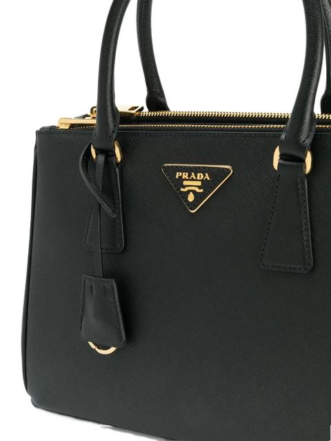 Prada top-handle logo-plaque tote bag - Black