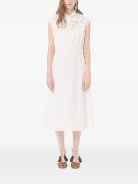 Valentino Garavani embroidered poplin midi dress - White
