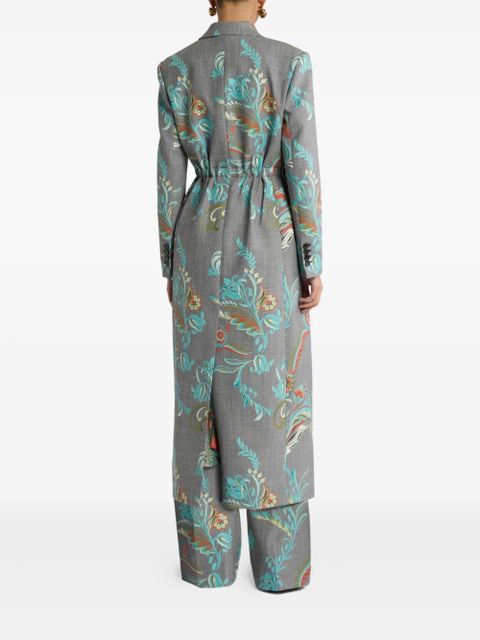 ETRO daffodil-print double-breasted coat - Grey