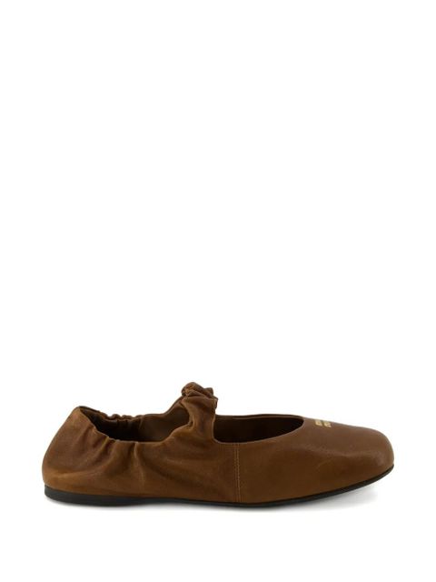 Miu Miu ruched leather ballet flats - Brown - zdjęcie produktu nr 1
