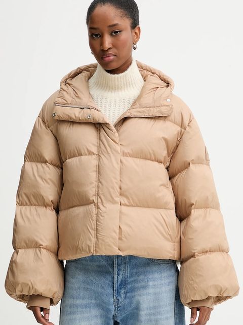 Calvin Klein kurtka puchowa kolor beżowy zimowa oversize LV044D525G - zdjęcie produktu nr 1