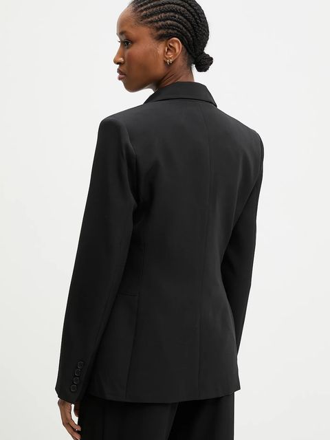 Answear.LAB marynarka kolor czarny jednorzędowa gładka