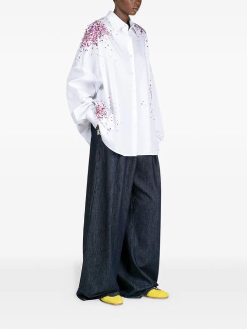 DRIES VAN NOTEN embellished cocoon shirt - White