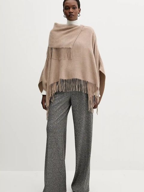 Marella sweter damski kolor beżowy lekki z golfem 2523366092200