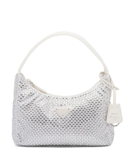 Prada Re-Edition crystal-embellished mini bag - White - zdjęcie produktu nr 1