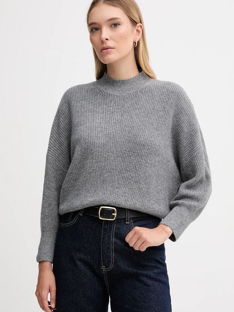 OUI sweter z dodatkiem wełny damski kolor szary z golfem 94268 - zdjęcie produktu nr 1