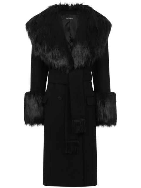 Dolce & Gabbana faux-fur belted coat - Black - zdjęcie produktu nr 1