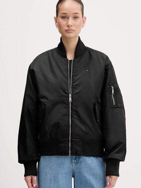 Tommy Jeans kurtka bomber kolor czarny przejściowa oversize DW0DW22046 - zdjęcie produktu nr 1
