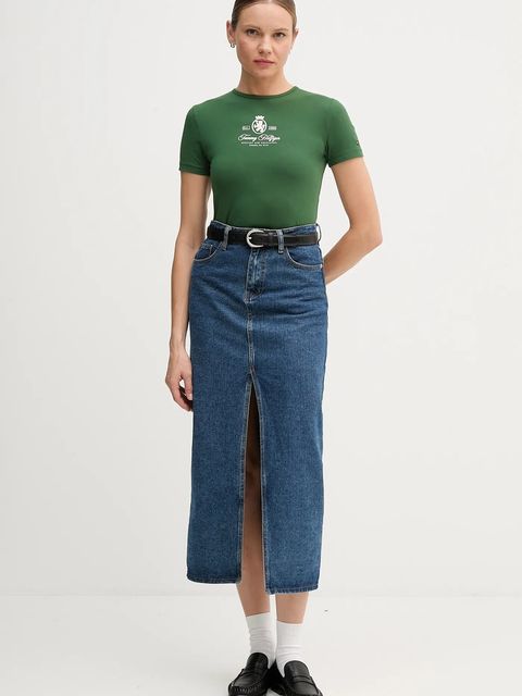 Tommy Hilfiger t-shirt damski kolor zielony WW0WW47316