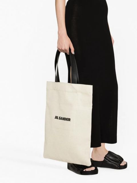 Jil Sander logo-print canvas tote bag - Neutrals