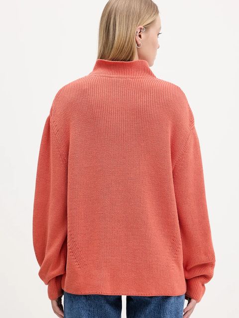 Tommy Jeans sweter bawełniany damski kolor pomarańczowy z półgolfem DW0DW21676