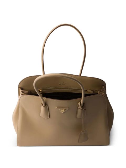 Prada large leather tote bag - Neutrals