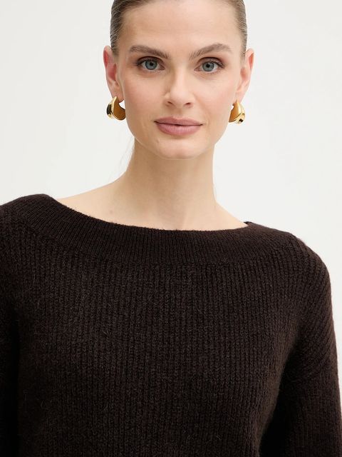 Morgan sweter z domieszką wełny MREINE damski kolor brązowy MREINE