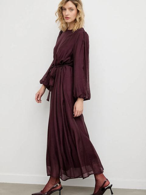 Answear.LAB sukienka kolor bordowy maxi oversize - zdjęcie produktu nr 1