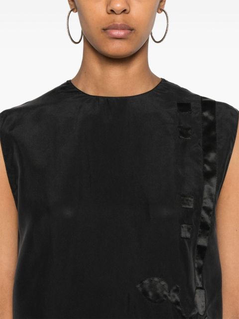 Prada floral-appliqué midi dress - Black