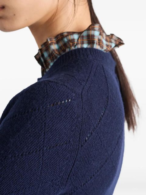 Prada open-weave crew-neck sweater - Blue - zdjęcie produktu nr 2