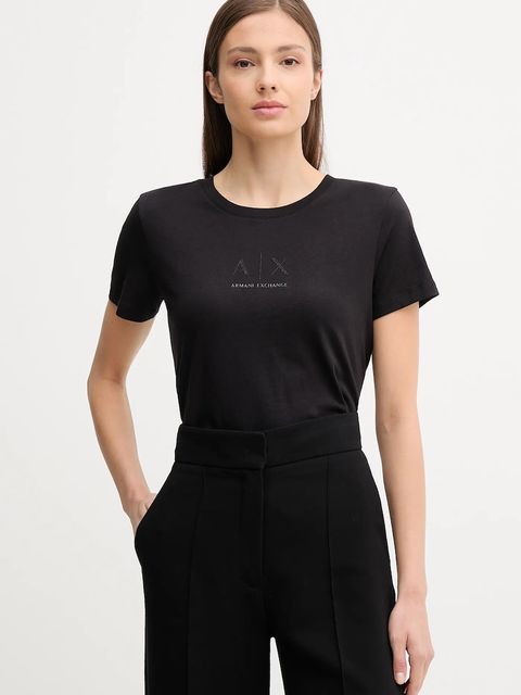 Armani Exchange t-shirt bawełniany damski kolor czarny XW001459 AF10356 - zdjęcie produktu nr 1