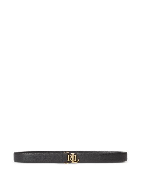 Lauren Ralph Lauren logo-plaque pebbled-leather belt - Black - zdjęcie produktu nr 1