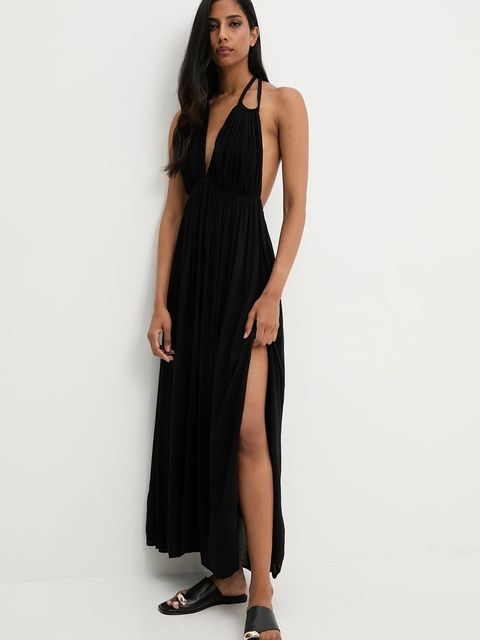 Answear.LAB sukienka kolor czarny maxi rozkloszowana